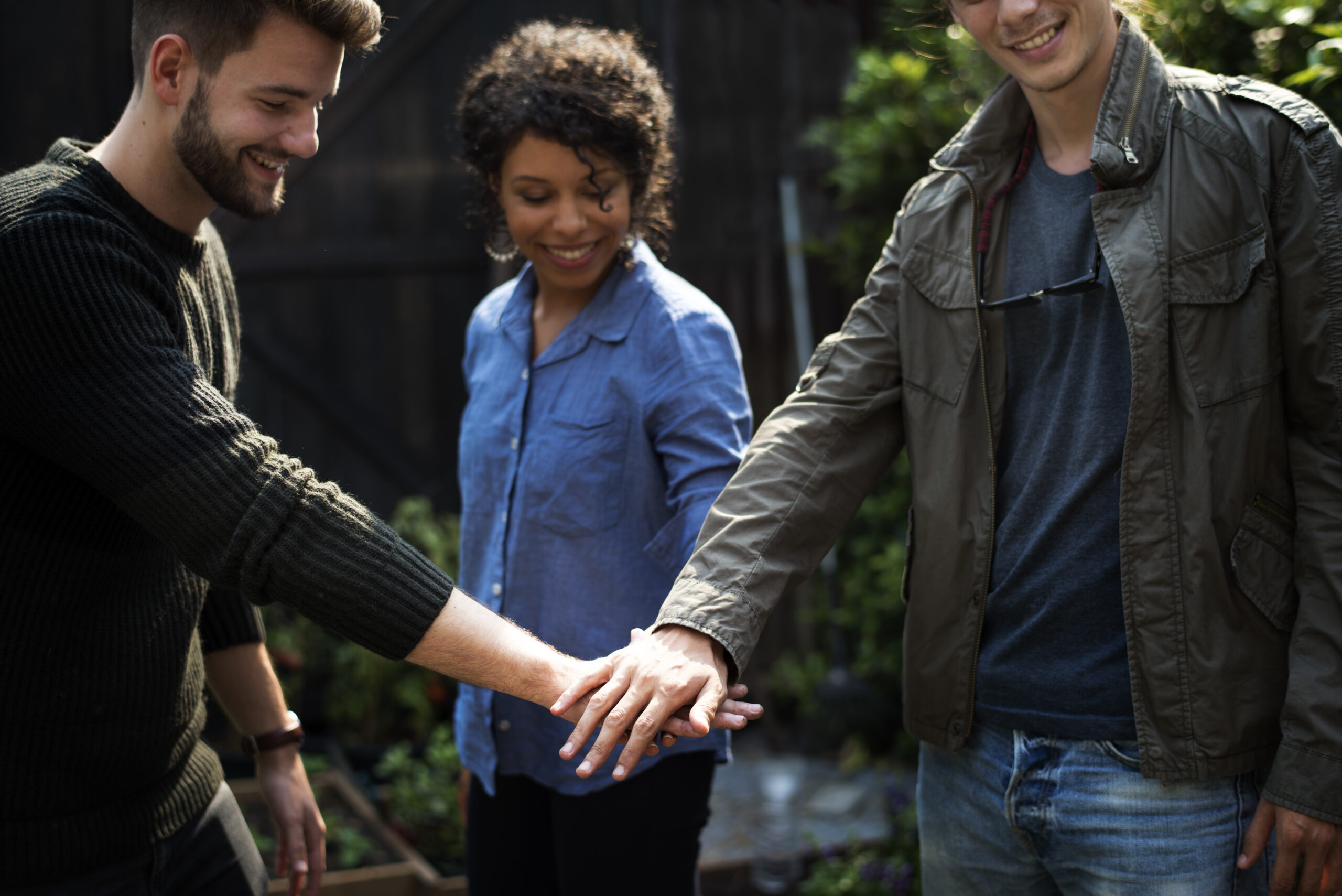 Home group of diversity people hands stack support together
