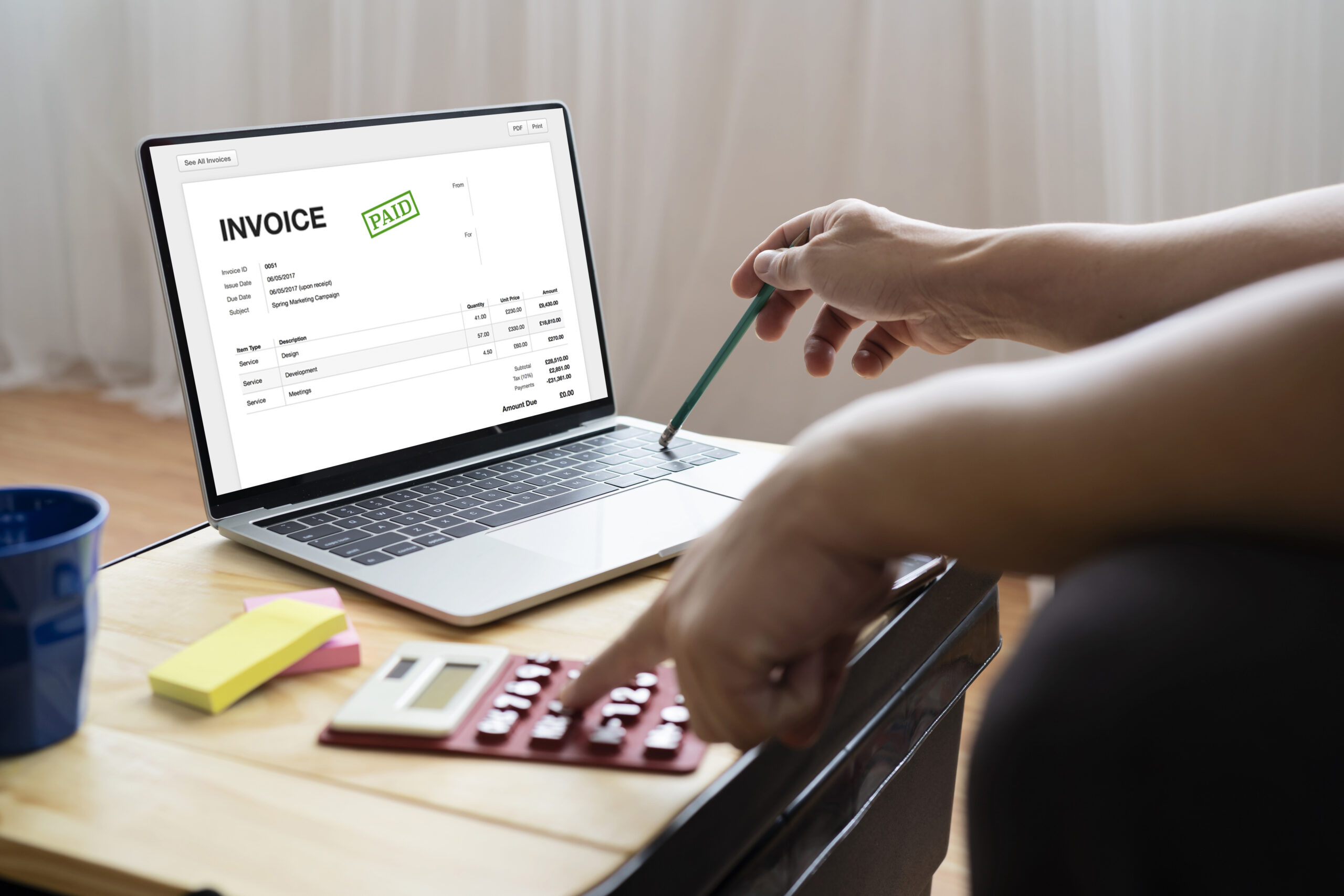 Home online invoice management and electronic billing
